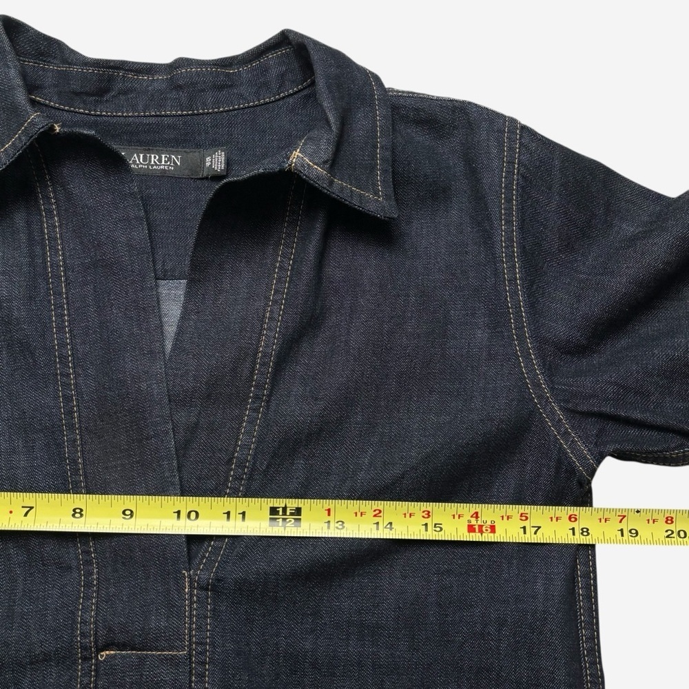 Lauren Ralph Lauren Denim Shift Shirt Dress Size XS Short Sleeve Dark Blue Wash - Picture 6 of 12
